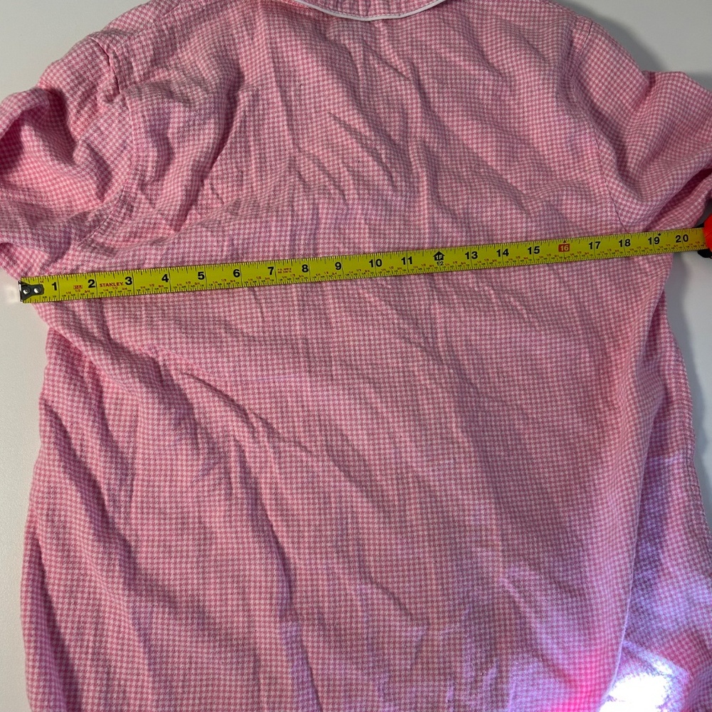 vintage lauren ralph lauren flannel pink white gingham check button up pajamas L - Picture 7 of 8